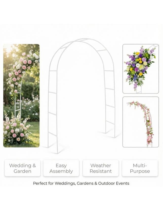 تعريشة، تعريشة حديقة، قوس حديقة، عريشة حديدية، نباتات، أقواس معدنية لحفلات الزفاف، ديكور زهور خارجي، عريشة، فناء، تعريشة بيضاء - Image 1